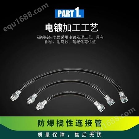 防爆挠性连接管pvc软管BNG穿线管6分DN20*900橡胶管碳素钢接头